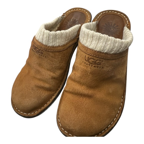 UGG Australia Suede Knit Collar Clogs Comfort Slip On Shoes - Picture 7 of 8